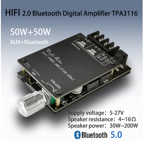 AMPLIFICATORE AUDIO 50+50 WATT BLUETOOTH