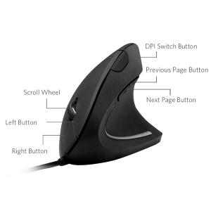 MOUSE ERGONOMICO VERTICALE USB 2.0 CON CAVO