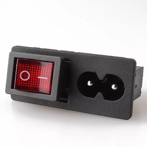 CONN. IEC C8 PANNELLO+ INT. LUMINOSO ROSSO