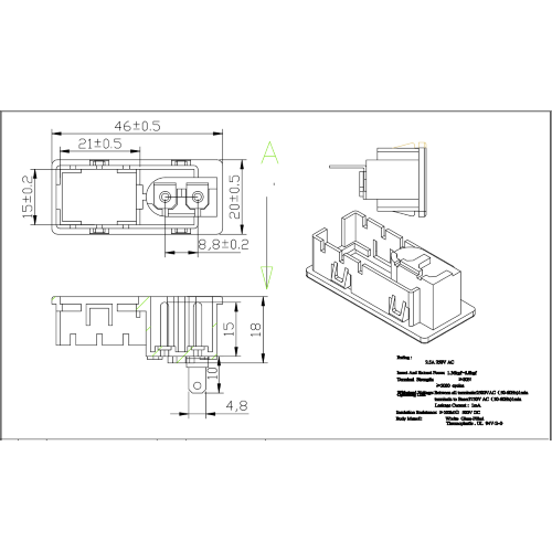 CONN. IEC C8 PANNELLO+ INT. LUMINOSO ROSSO