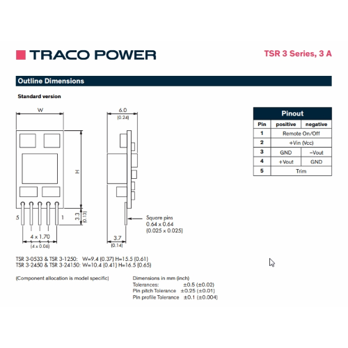 MODULO TRACO TSR3-24150  5-15 VDC 3 AMP.
