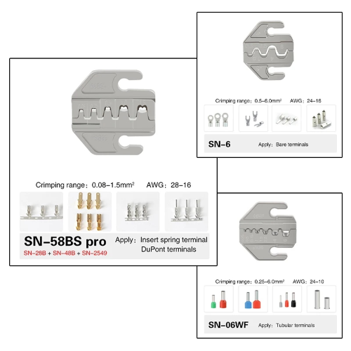 PINZA CRIMPATRICE UNIVERSALE CON 6 INSERTI 