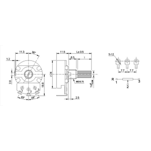 POTENZ. LINEARE 10 K OHM DIAM. 24 MM