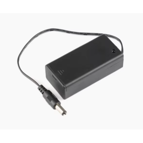 PORTA BATTERIA 9 VOLT CON INTERRUTTORE E SPINA 5.5 X 2.1 MM