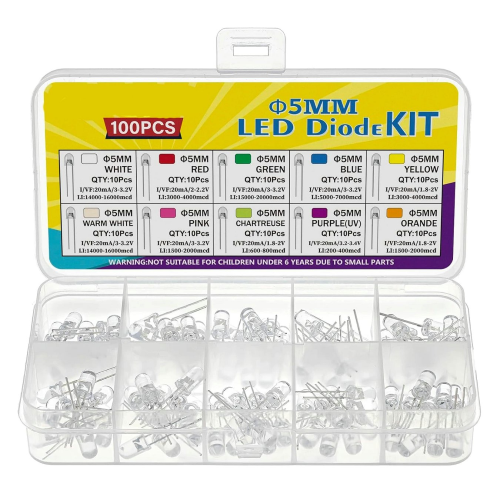 KIT 100 LED 5 MM. 10 COLORI DIVERSI