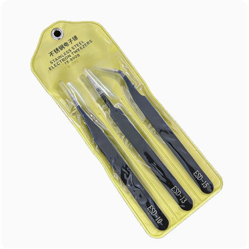 KIT 3  PINZETTE ANTISTATICHE PER ELETTRONICA